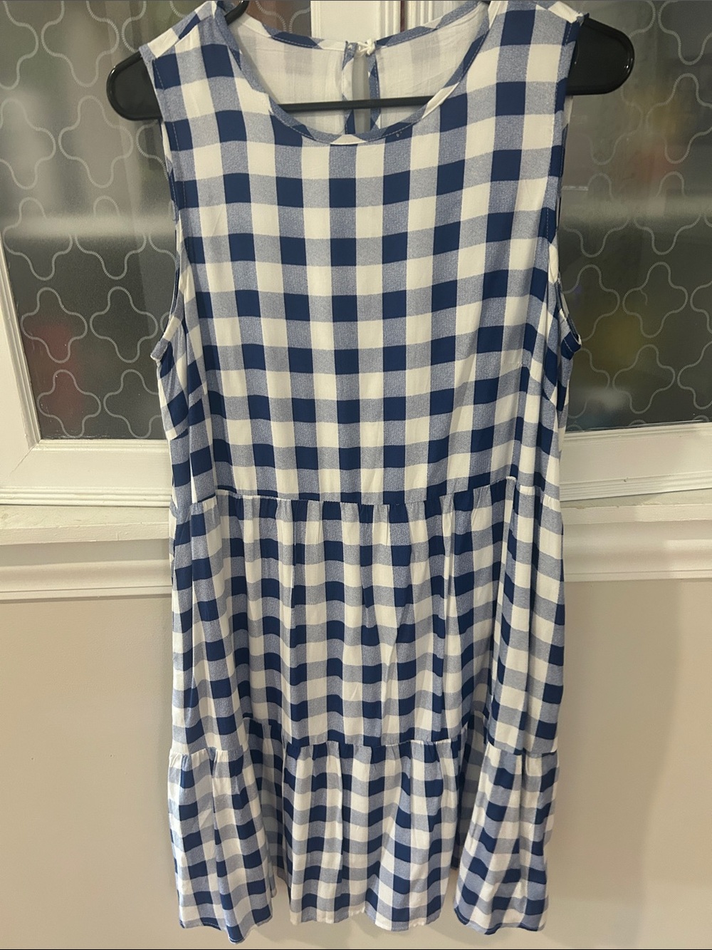 Blue and White Gingham Sleeveless Dress